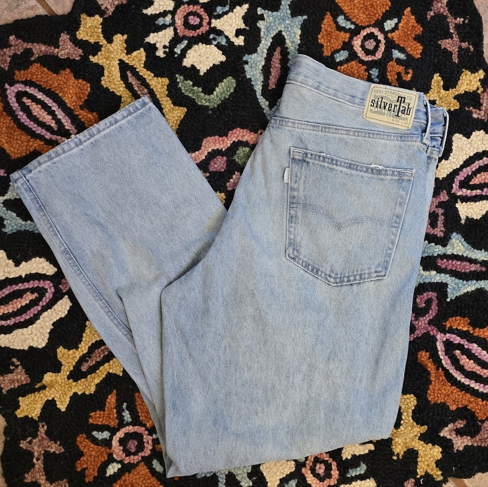 🔥🔥y2k SilverTab Light Blue Jeans Loose Baggy Fit🔥🔥Size 34W X 30L